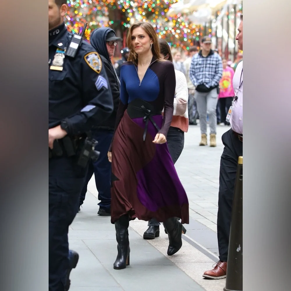 NWT $998 Tory Burch Colorblock Jersey Crepe Midi Skirt